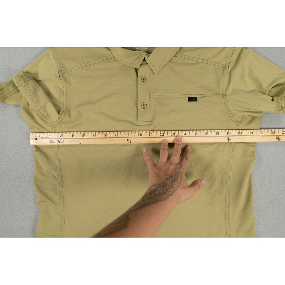 Arc'teryx Mens Polo Shirt Captive Short Sleeve Pocket Tan Khaki Size M Gorpcore image 9